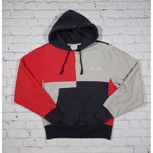 Champion Hoodie Mens S Color Block Pullover Reverse‎ Weave Embroidered